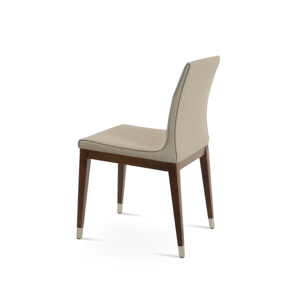 Soho Concept Polo Wood Dining Chair - Elegant Italian Design With Flexible Back, Camira Fabric, 10-year Warranty Walnut,Chrome,Beige  Soho-concept-dining-chair-05646