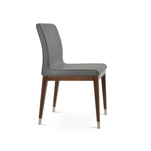 Soho Concept Polo Wood Dining Chair - Elegant Italian Design With Flexible Back, Camira Fabric, 10-year Warranty Walnut,Chrome,Grey  Soho-concept-dining-chair-05642