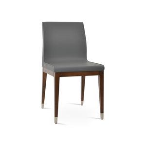 Soho Concept Polo Wood Dining Chair - Elegant Italian Design With Flexible Back, Camira Fabric, 10-year Warranty Walnut,Chrome,Grey  Soho-concept-dining-chair-05642