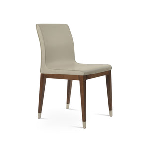 Soho Concept Polo Wood Dining Chair - Stylish Bonded Leather Seat In Walnut Brown For Modern Dining Spaces Walnut,Chrome  Soho-concept-dining-chair-05644