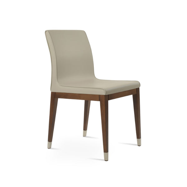 Soho Concept Polo Wood Dining Chair - Stylish Bonded Leather Seat In Walnut Brown For Modern Dining Spaces Walnut,Chrome  Soho-concept-dining-chair-05644