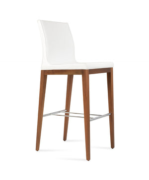 Soho Concept Polo Wood Barstools & Counterstools – Elegant Upholstery, Solid Walnut Base, 10-year Guarantee! Walnut,White  Soho-concept-dining-chair-09680