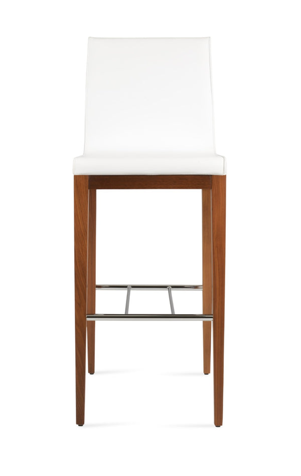 Soho Concept Polo Wood Barstools & Counterstools – Elegant Upholstery, Solid Walnut Base, 10-year Guarantee! Walnut,White  Soho-concept-dining-chair-07111