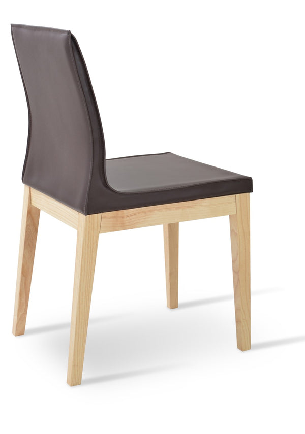 Soho Concept Polo Wood Dining Chair - Stylish Bonded Leather Seat In Walnut Brown For Modern Dining Spaces Ash,Brown  Soho-concept-dining-chair-05640
