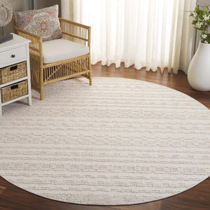 Safavieh Paros Geometric Ivory Polypropylene Runner Rug for Hallways and Entryways 6'-7" x 6'-7" - Round POS112A-7R