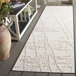 Safavieh Paros Ivory Geometric Runner Power Loomed Polypropylene Rug for Modern Hallways 2'-3" x 8'-0" POS114A-28
