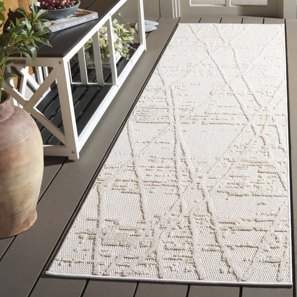 Safavieh Paros Ivory Geometric Runner Power Loomed Polypropylene Rug for Modern Hallways 2'-3" x 8'-0" POS114A-28