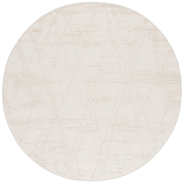 Safavieh Paros Ivory Geometric Runner Power Loomed Polypropylene Rug for Modern Hallways 6'-7" x 6'-7" (Round) POS114A-7R