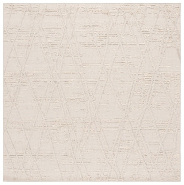 Safavieh Paros Ivory Geometric Runner Power Loomed Polypropylene Rug for Modern Hallways 6'-7" x 6'-7" (Square) POS114A-7SQ