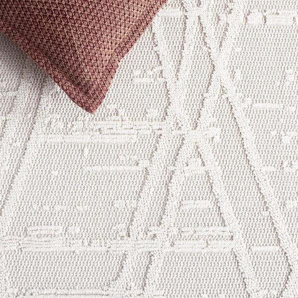 Safavieh Paros Ivory Geometric Runner Power Loomed Polypropylene Rug for Modern Hallways 9'-0" x 12'-0" POS114A-9