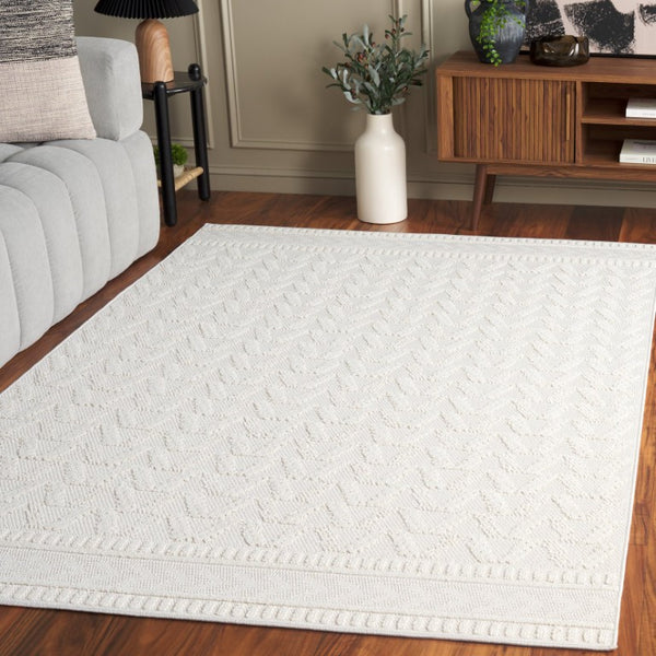 Safavieh Paros Ivory Geometric Runner Rug Power Loomed Polypropylene for Hallways and Entryways Off-White 5'-3" x 7'-6" POS116A-5