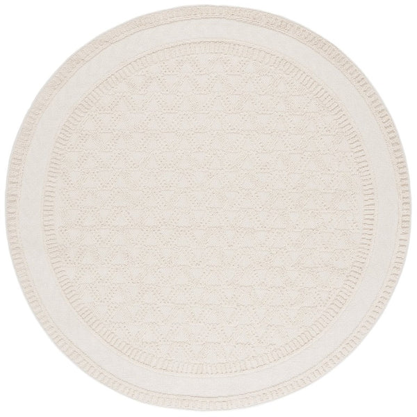 Safavieh Paros Ivory Geometric Runner Rug Power Loomed Polypropylene for Hallways and Entryways Off-White 6'-7" x 6'-7" - Round POS116A-7R