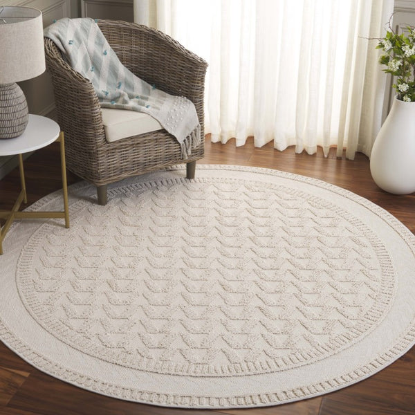Safavieh Paros Ivory Geometric Runner Rug Power Loomed Polypropylene for Hallways and Entryways Off-White 6'-7" x 6'-7" - Round POS116A-7R