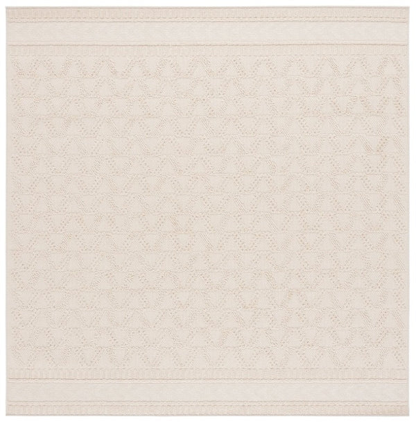 Safavieh Paros Ivory Geometric Runner Rug Power Loomed Polypropylene for Hallways and Entryways Off-White 6'-7" x 6'-7" - Square POS116A-7SQ
