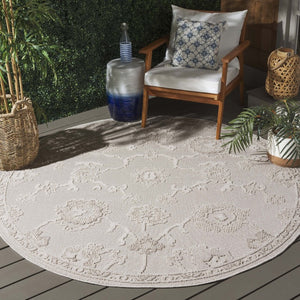Safavieh Paros Ivory Oriental Hallway Runner Power Loomed Polypropylene Low Pile Turkish Rug 6'-7" x 6'-7" - Round POS118A-7R