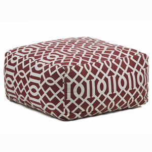 Chandra Rugs Handmade Contemporary Printed Cotton Pouf – Vibrant Artistry For Stylish Seating And Relaxation Maroon,Cream Outer, Cotton,Filling, Cotton Pou110