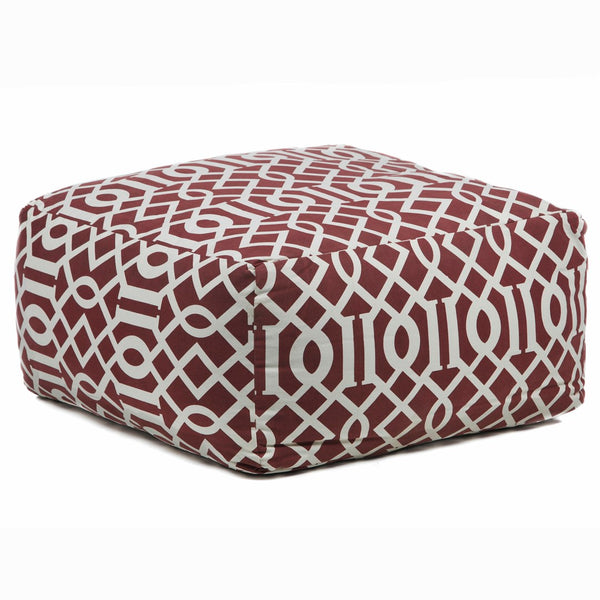 Chandra Rugs Handmade Contemporary Printed Cotton Pouf – Vibrant Artistry For Stylish Seating And Relaxation Maroon,Cream Outer, Cotton,Filling, Cotton Pou110