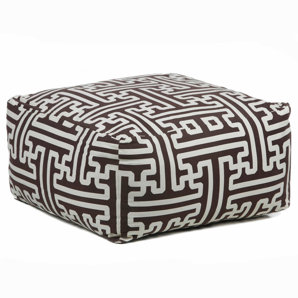 Chandra Rugs Handmade Contemporary Printed Cotton Pouf - Unique Artistry & Comfort For Stylish Home Décor Brown,Cream Outer, Cotton,Filling, Cotton Pou112