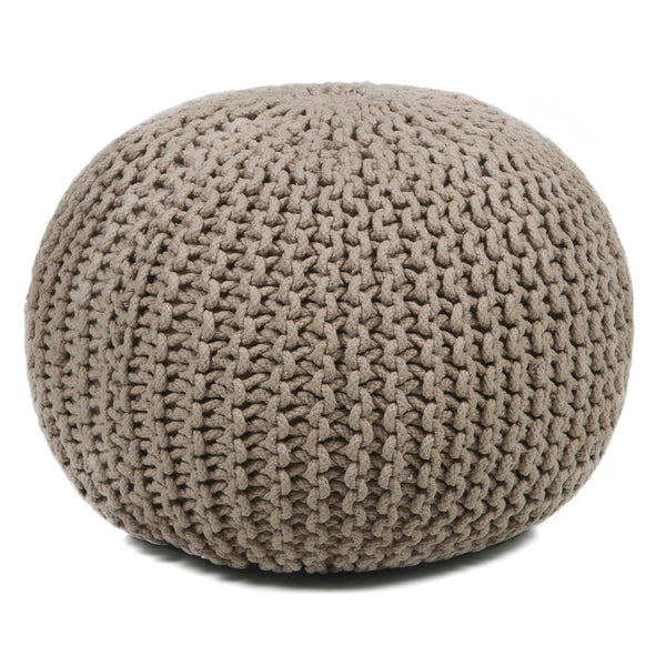 Chandra Rugs Hand-knitted Contemporary Cotton Cord Pouf - Stylish, Comfortable, And Perfect For Any Living Space! Beige Outer, Cotton,Filling, Polystyrene Balls Pou119