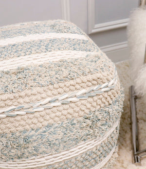 Pasargad Grandcanyon 100% Cotton Braided Pouf - Stylish Beige Accent For Any Room Décor, Handmade Beige Cotton Ppf-176-1