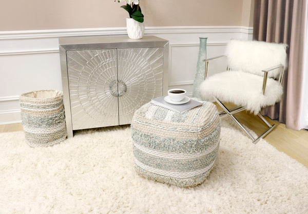 Pasargad Grandcanyon 100% Cotton Braided Pouf - Stylish Beige Accent For Any Room Décor, Handmade Beige Cotton Ppf-176-1