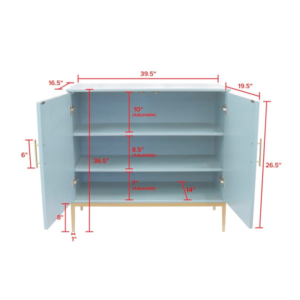 Pasargad Home Edgar Modern Cabinet – Glamorous Aqua And Gold Design For Chic Home Décor Aqua Wood Finish Pph-d1