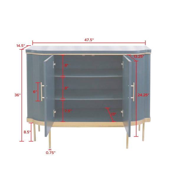 Pasargad Home Amelia Teal Cabinet - Glamorous 2-door Design With Elegant Gold Metal Frame Finish Teal Wood Finish Pph-e1