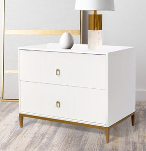 Pasargad Home Pearl Collection Luxurious Ivory Nightstand With Bronze Frame & Glamorous Accents Ivory Wood Finish Pph-m2