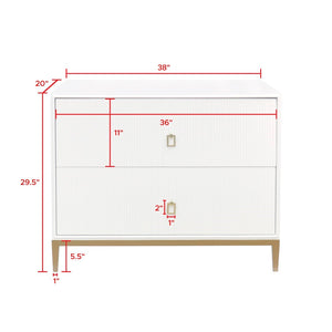 Pasargad Home Pearl Collection Luxurious Ivory Nightstand With Bronze Frame & Glamorous Accents Ivory Wood Finish Pph-m2