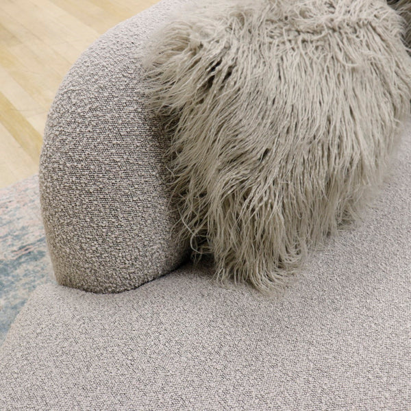 Pasargad Home Simona Upholstered Sofa - Artistic Curved Design With Premium Comfort & Style Grey Textured Polyester Fabric Pzw-943g