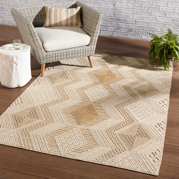 Jaipur Living Paradizo Reyes Global Southwestern Machine Made Outdoor Rug Beige 9'x12'