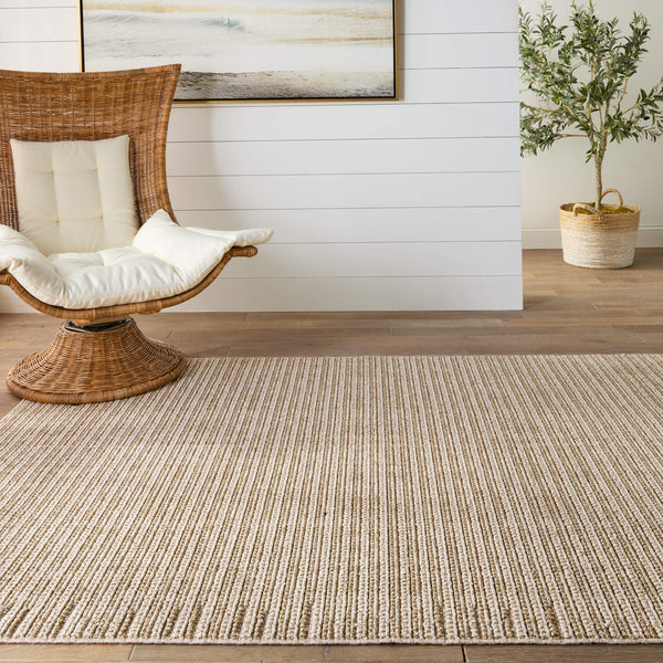 Jaipur Living Jaipur Living Arlyn Flatweave Polypropylene Rug Neutral Stripe for Patio or Foyer 10' x 14' RUG152625