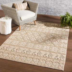 Jaipur Living Paradizo Xyla Global Southwestern Machine Made Outdoor Rug Cream 9'x12'
