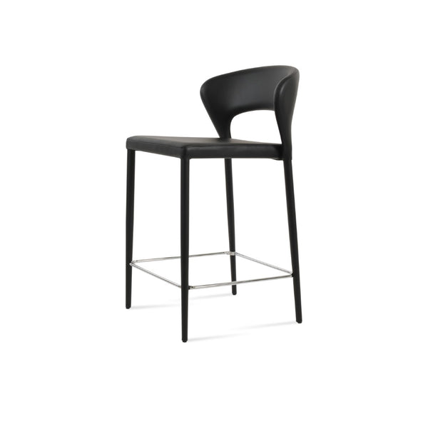 Soho Concept Prada Stool Full Upholstered Bar & Counter Height Stools - Stylish Comfort With 5-year Guarantee! Black  Soho-concept-dining-chair-07124