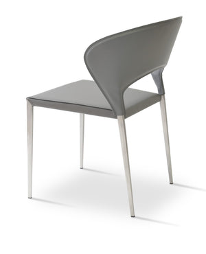 Soho Concept Prada Metal Stackable Dining Chair In Bonded Leather-kent - Limited Stock, Stylish & Versatile! Black  Soho-concept-dining-chair-05679