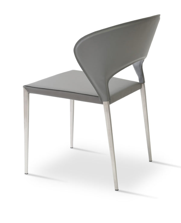 Soho Concept Prada Metal Stackable Dining Chair In Bonded Leather-kent - Limited Stock, Stylish & Versatile! Black  Soho-concept-dining-chair-05679