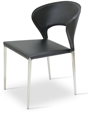 Soho Concept Tiffany Dining Chair - Luxurious Kent Bonded Leather In Black, Brown, Grey, Old Brick - Stylish Comfort Black  Soho-concept-dining-chair-05680