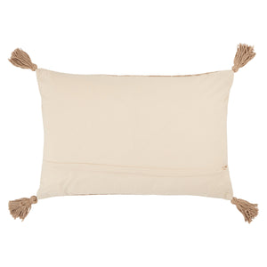Jaipur Living Vibe by Jaipur Living Cotton Tribal Lumbar Pillow Cover with Tasseled Boho Stripe Taupe PLC102385