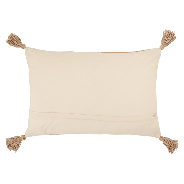 Jaipur Living Vibe by Jaipur Living Razili Cotton Lumbar Pillow Tribal Stripe Tasseled Boho Accent Taupe Poly Fill PLW103653