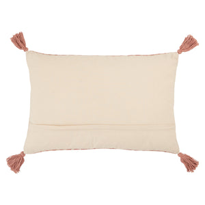 Jaipur Living Vibe by Jaipur Living Razili Cotton Lumbar Pillow Tribal Stripe Tasseled Boho Accent Pink Poly Fill PLW103654