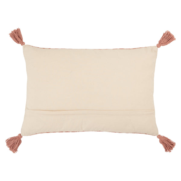 Jaipur Living Vibe by Jaipur Living Razili Cotton Lumbar Pillow Tribal Stripe Tasseled Boho Accent Pink Poly Fill PLW103654