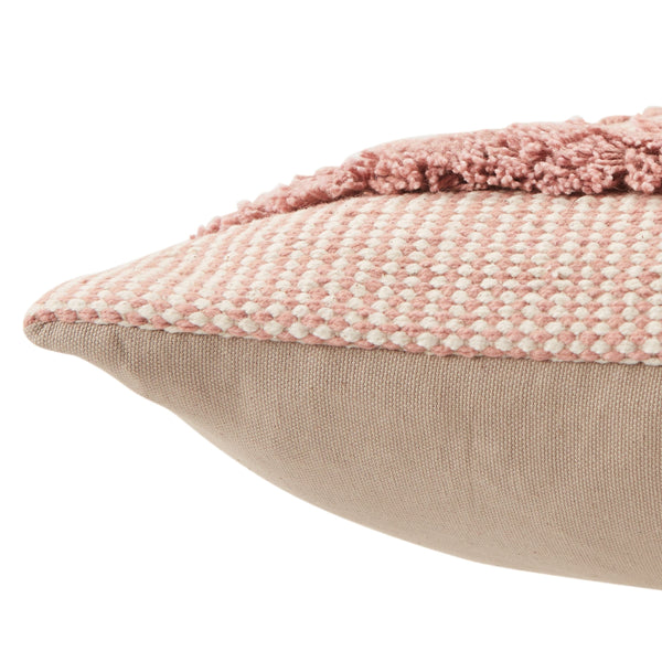 Jaipur Living Vibe by Jaipur Living Cotton Trellis Pillow Cover Bohemian Blush Tufted Accent PLC102399