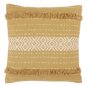 Jaipur Living Vibe by Jaipur Living Palmyra Cotton Pillow Cover with Tassels and Diamond Lattice Tribal Design Green PLC102400