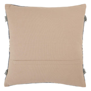 Jaipur Living Vibe by Jaipur Living Palmyra Cotton Throw Pillow Tasseled Boho Diamond Lattice Square Blue Down PLW103644