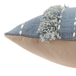 Jaipur Living Vibe by Jaipur Living Palmyra Cotton Throw Pillow Tasseled Boho Diamond Lattice Square Blue Down PLW103644