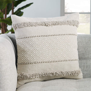 Jaipur Living Vibe by Jaipur Living Imena Cotton Geometric Tufted Throw Pillow Bohemian Lattice Accent Down PLW103748