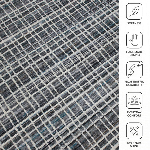 Paradise Hand-woven Geometric Area Rug Viscose Wool Blend Farmhouse Accent Floor Mat