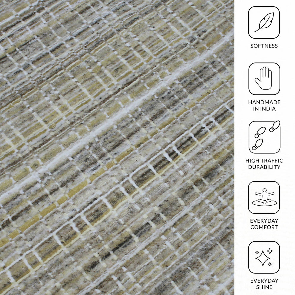 AMER Rugs Paradise Hand-woven Wool Viscose Area Rug Geometric Gold Farmhouse Accent PRD30203
