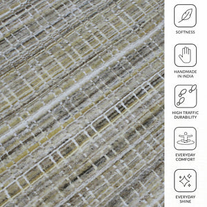 Paradise Hand-woven Wool Viscose Area Rug Geometric Gold Farmhouse Accent