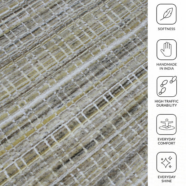 Paradise Hand-woven Wool Viscose Area Rug Geometric Gold Farmhouse Accent